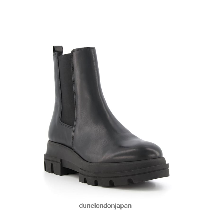プロヴァンス レザーチャンキーソールチェルシーブーツ 黒 女性 Dune London 4JB82R378