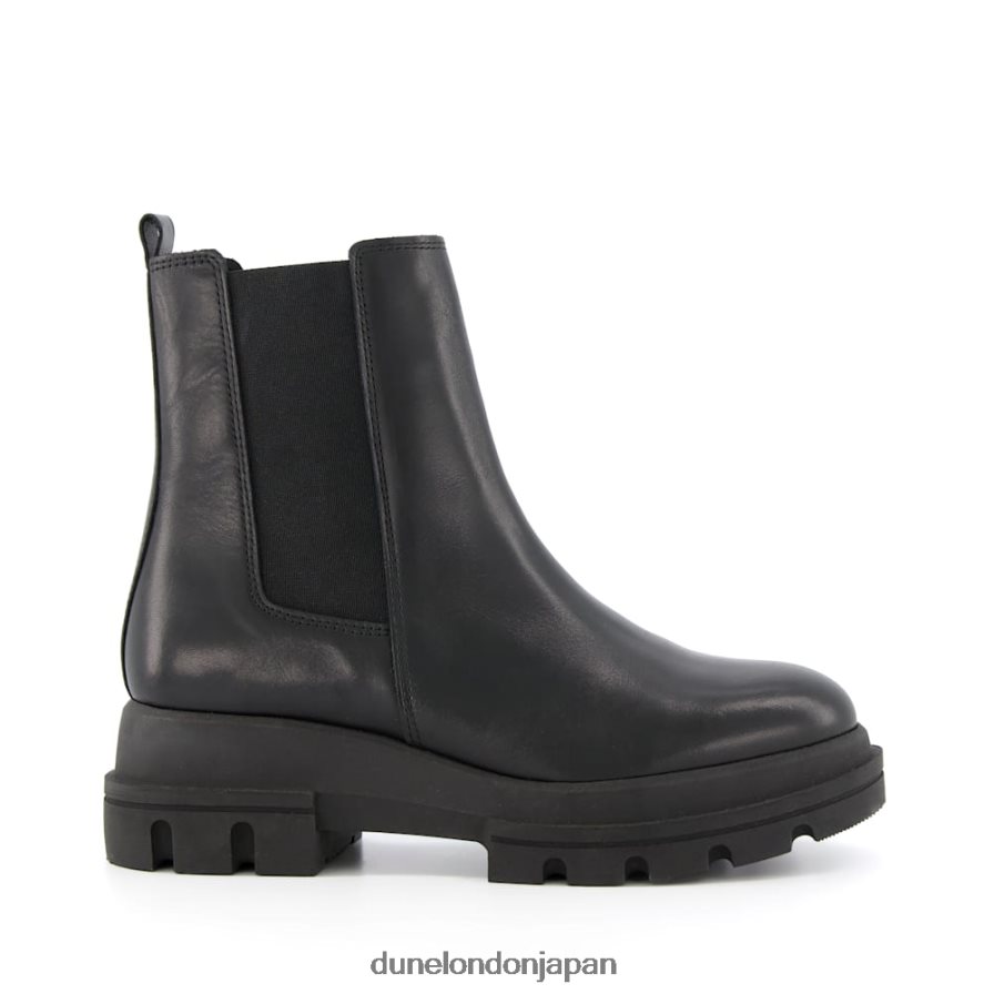 プロヴァンス レザーチャンキーソールチェルシーブーツ 黒 女性 Dune London 4JB82R378