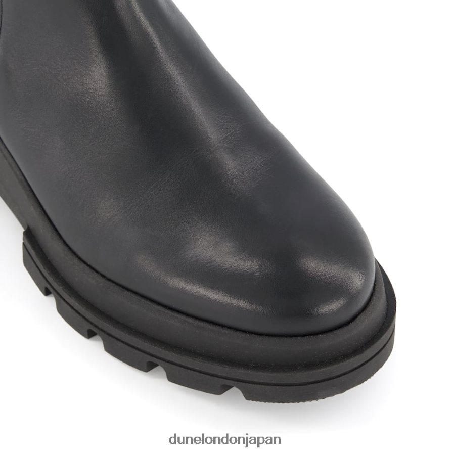 プロヴァンス レザーチャンキーソールチェルシーブーツ 黒 女性 Dune London 4JB82R378