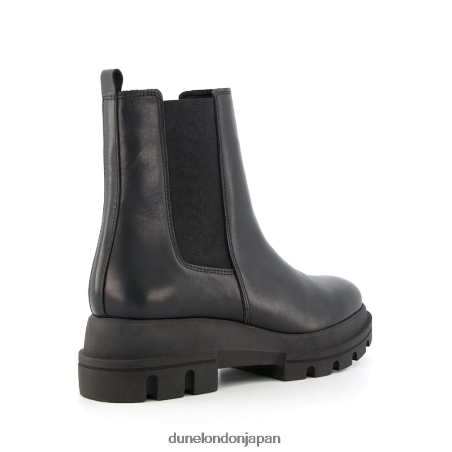 プロヴァンス レザーチャンキーソールチェルシーブーツ 黒 女性 Dune London 4JB82R378