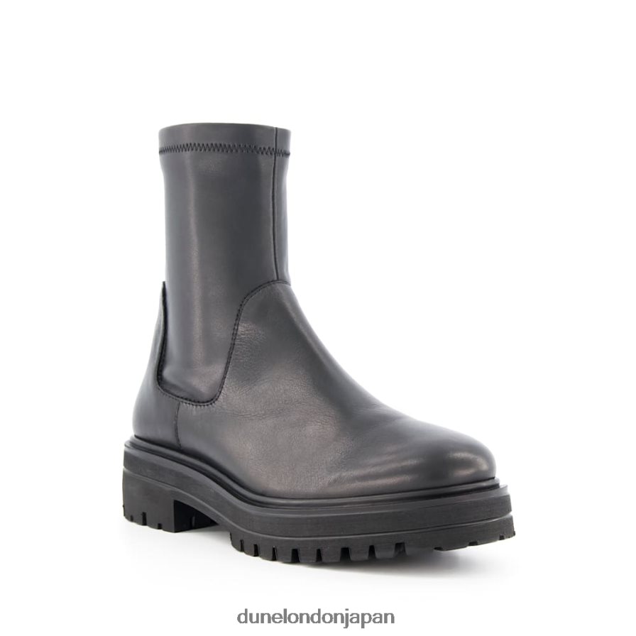 パットニー ストレッチレザーソックスブーツ 黒 女性 Dune London 4JB82R379