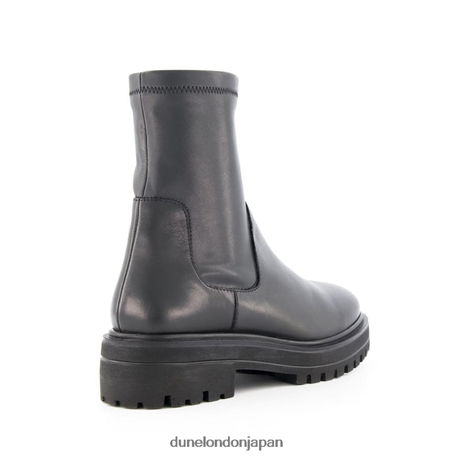パットニー ストレッチレザーソックスブーツ 黒 女性 Dune London 4JB82R379
