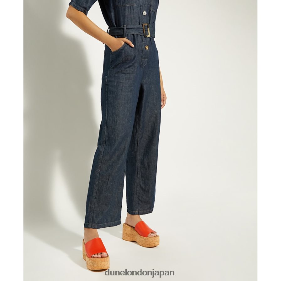 キョン コルクフラットフォームレザーサンダル オレンジ 女性 Dune London 4JB82R37