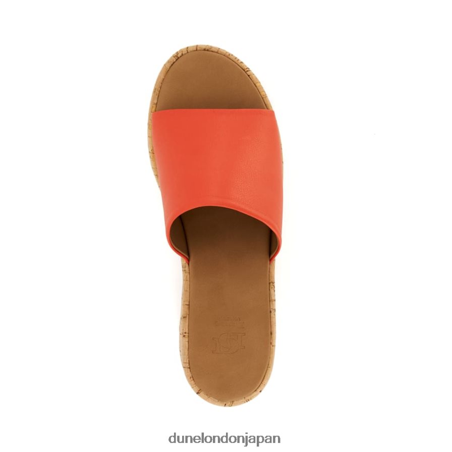 キョン コルクフラットフォームレザーサンダル オレンジ 女性 Dune London 4JB82R37