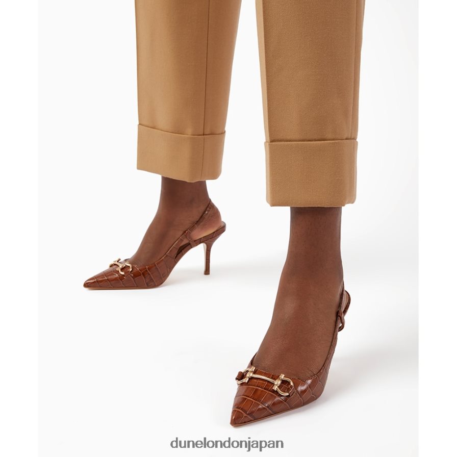 クリック クロコ調レザー スナッフルトリム スリングバック コート 黄褐色 女性 Dune London 4JB82R382