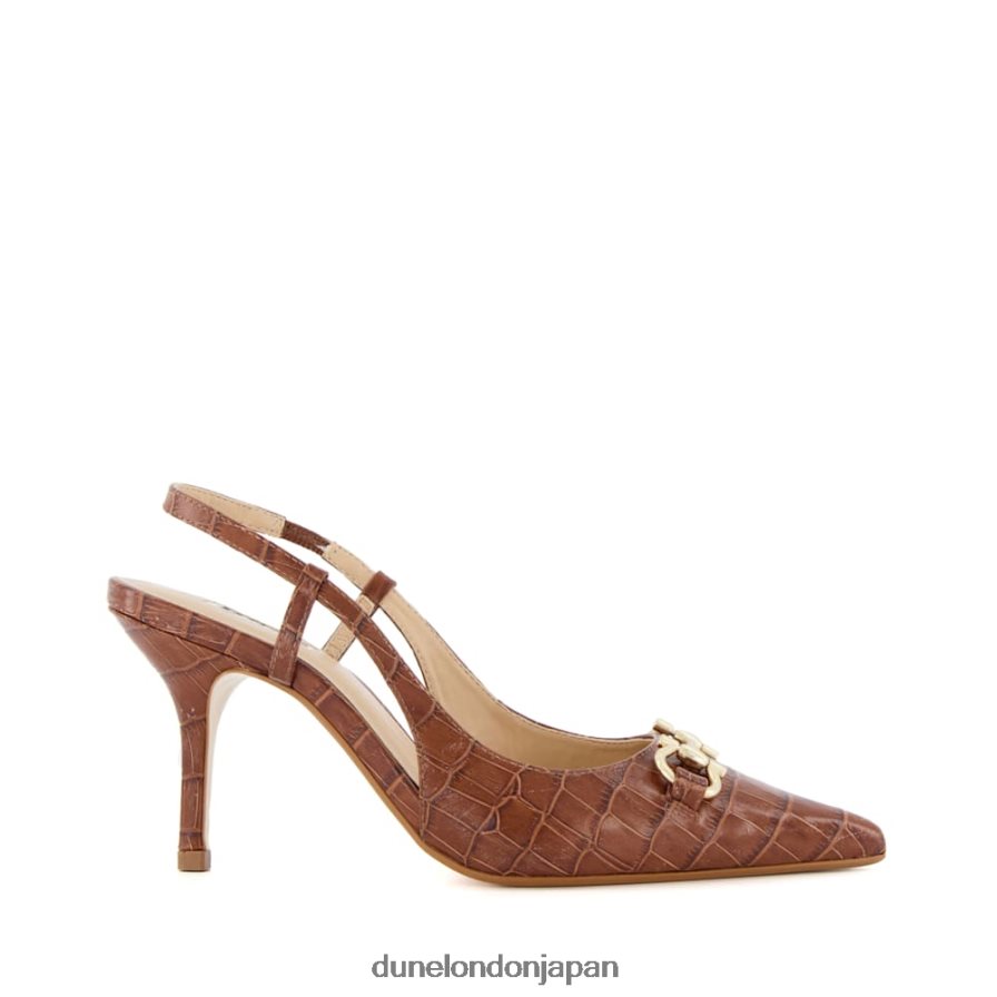 クリック クロコ調レザー スナッフルトリム スリングバック コート 黄褐色 女性 Dune London 4JB82R382