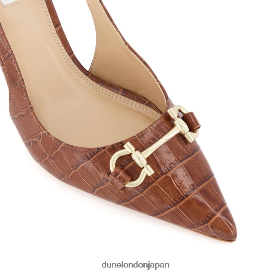 クリック クロコ調レザー スナッフルトリム スリングバック コート 黄褐色 女性 Dune London 4JB82R382