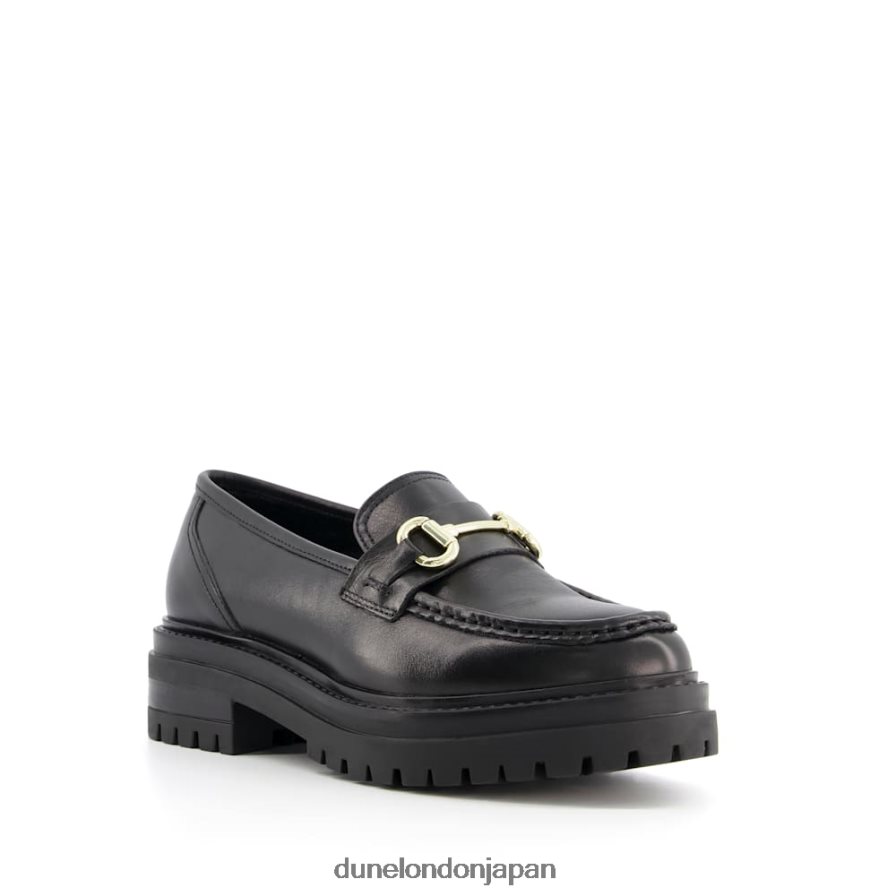 ギャラガー レザートラクタースナッフルローファー 黒 女性 Dune London 4JB82R384