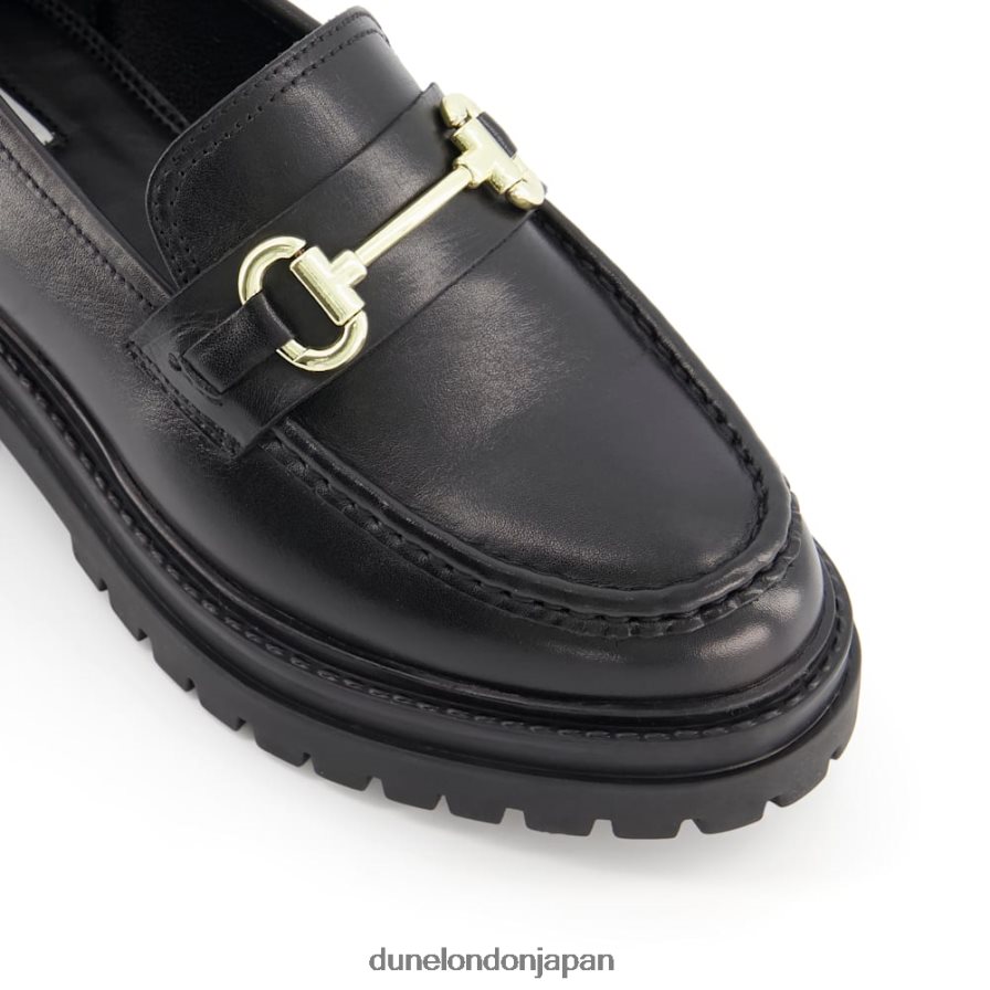 ギャラガー レザートラクタースナッフルローファー 黒 女性 Dune London 4JB82R384