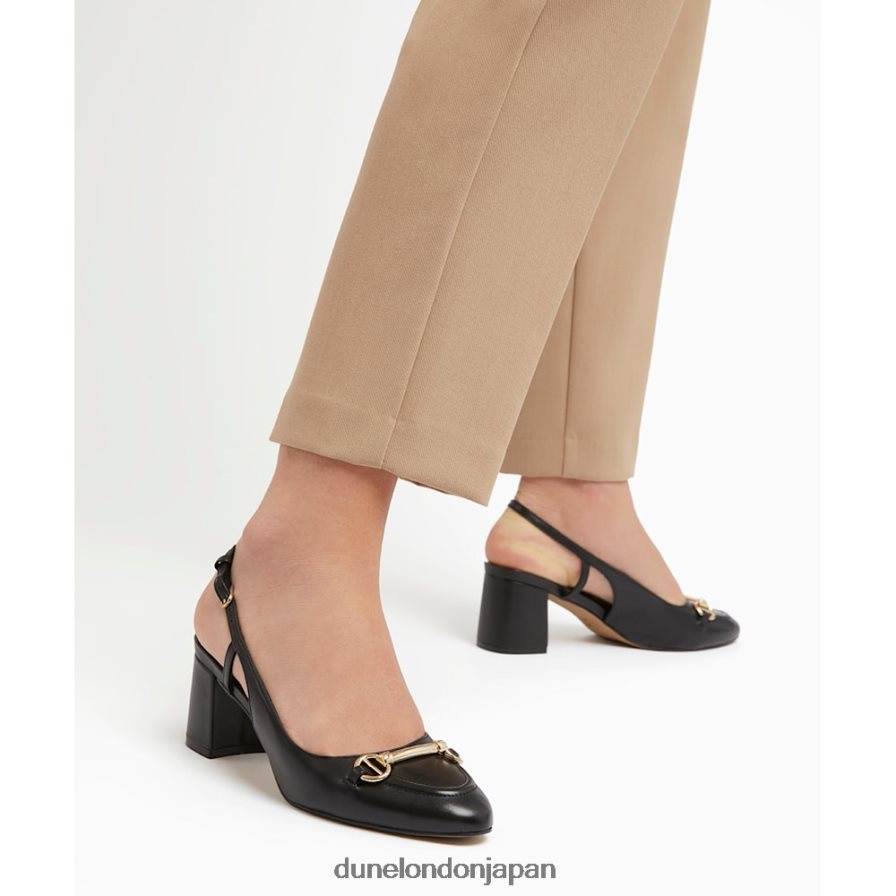 キャシー スナッフルトリム ブロックヒール スリングバック コート 黒 女性 Dune London 4JB82R387