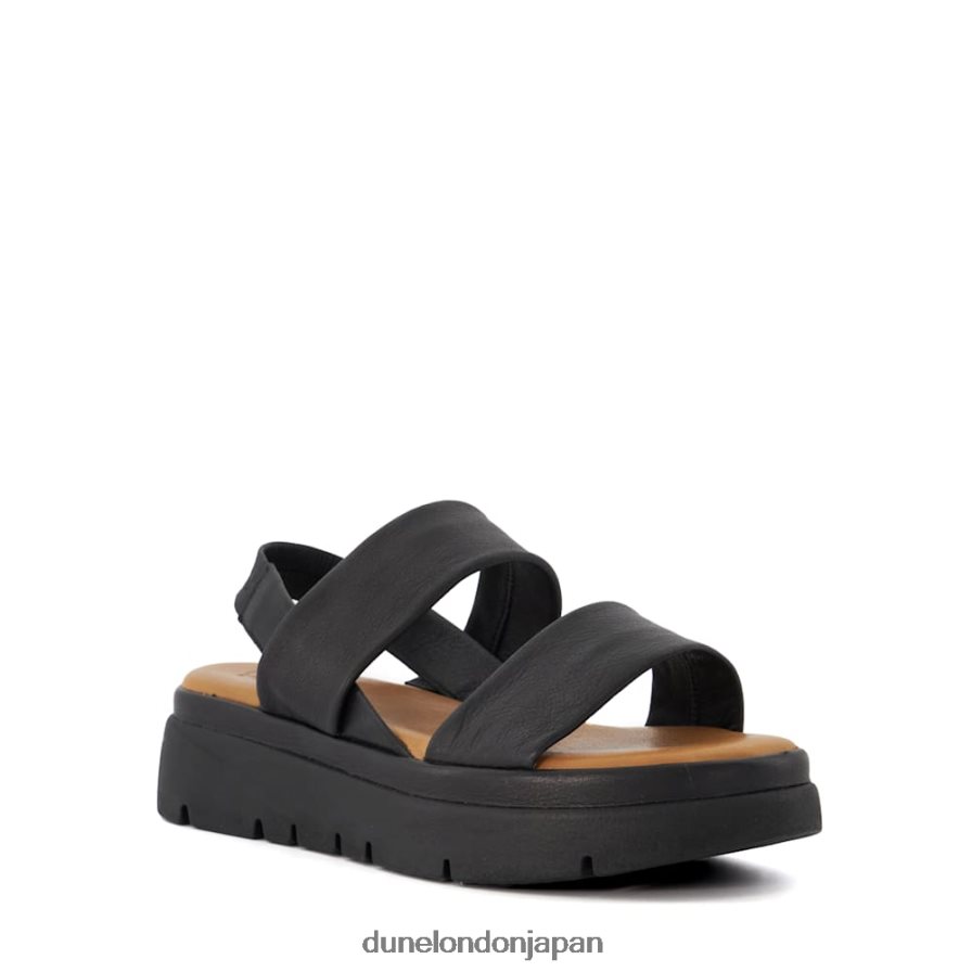 位置 パッド入りフラットフォームサンダル 黒 女性 Dune London 4JB82R389