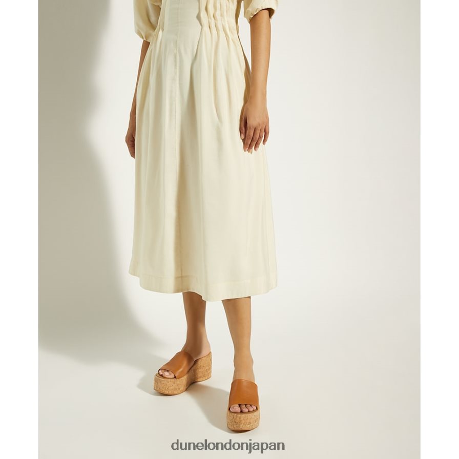 キョン コルクフラットフォームレザーサンダル 黄褐色 女性 Dune London 4JB82R38