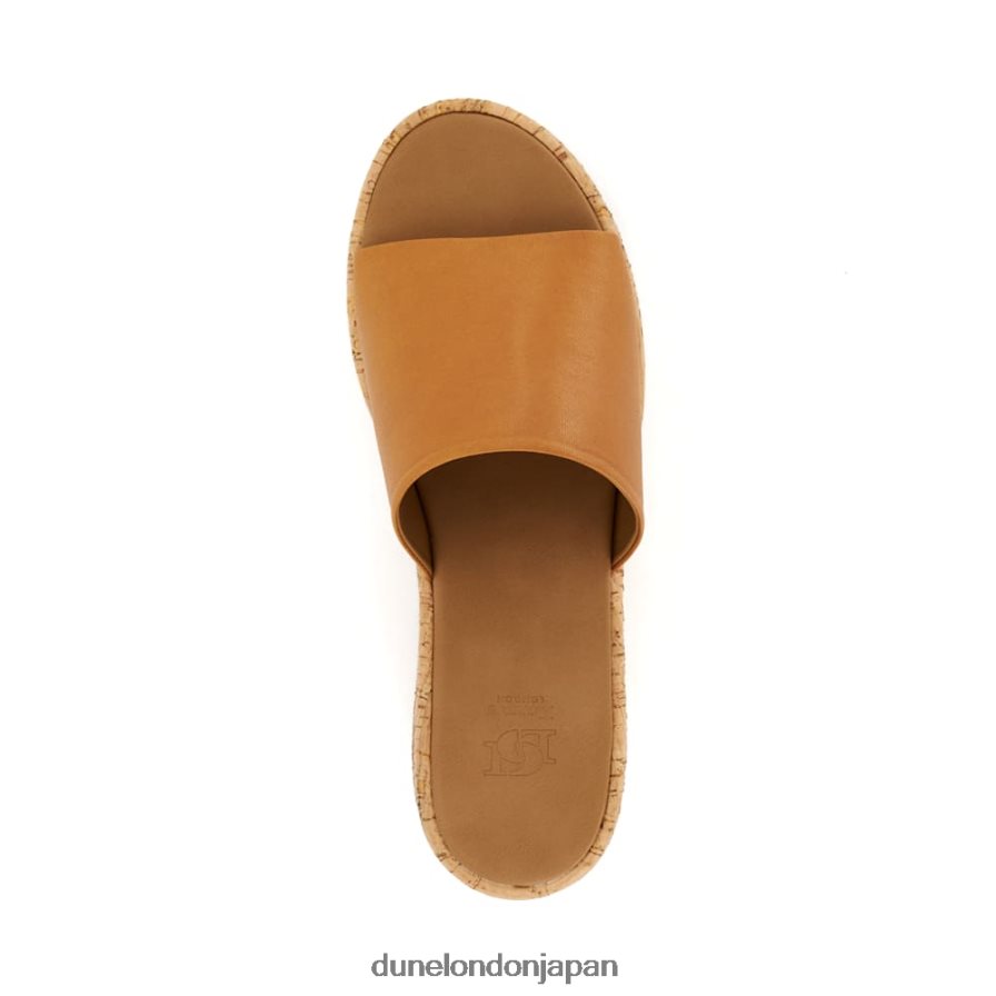 キョン コルクフラットフォームレザーサンダル 黄褐色 女性 Dune London 4JB82R38