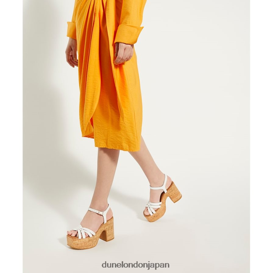 ジャイ コルクプラットフォーム レザーサンダル 白 女性 Dune London 4JB82R39