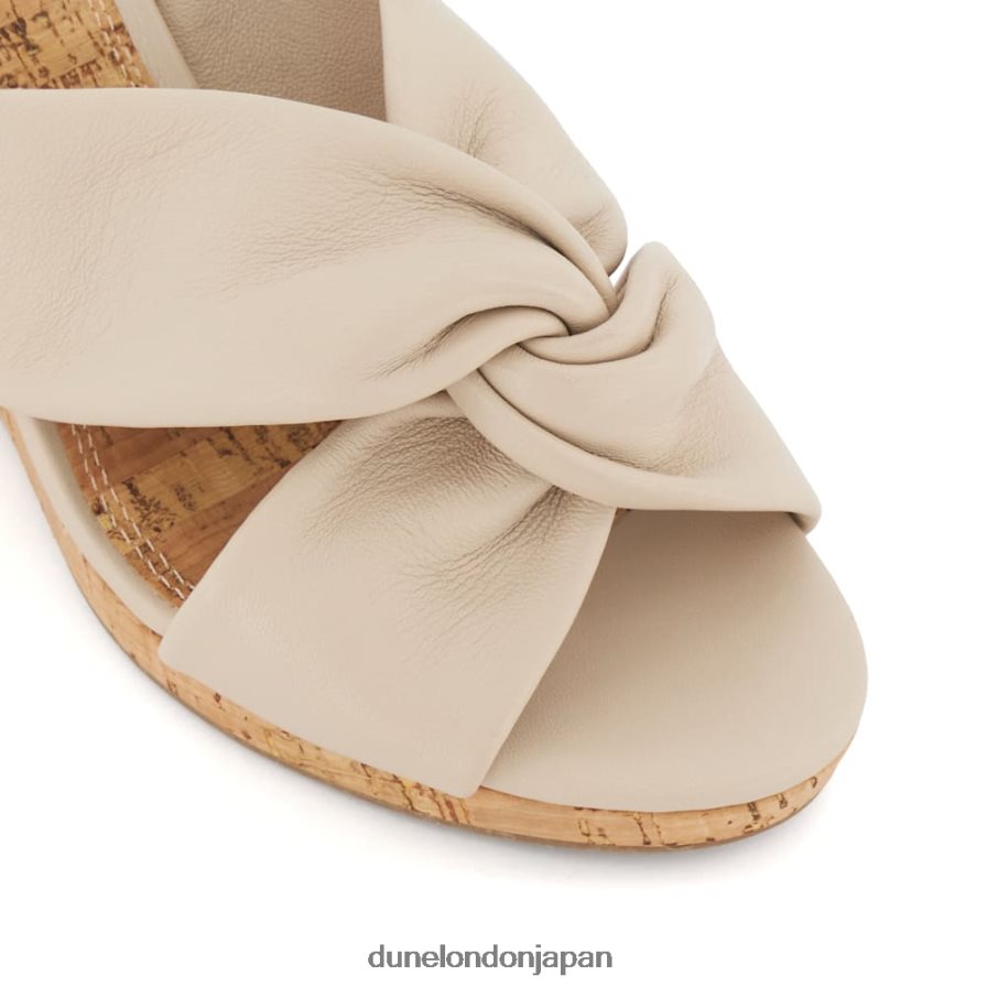 カシー ノットディテール レザー コルクウェッジ サンダル 生成り 女性 Dune London 4JB82R403