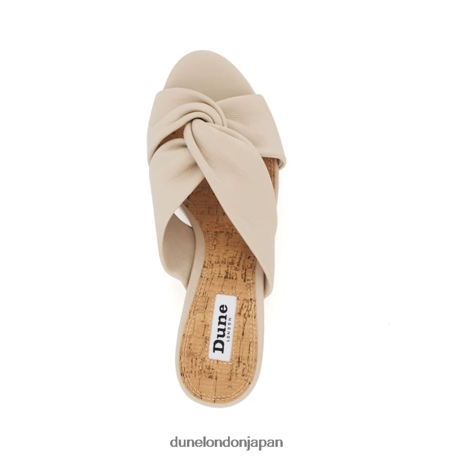 カシー ノットディテール レザー コルクウェッジ サンダル 生成り 女性 Dune London 4JB82R403