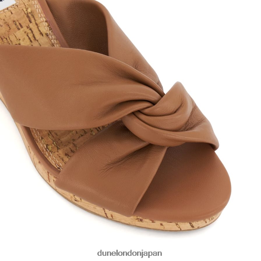 カシー ノットディテール レザー コルクウェッジ サンダル 黄褐色 女性 Dune London 4JB82R404