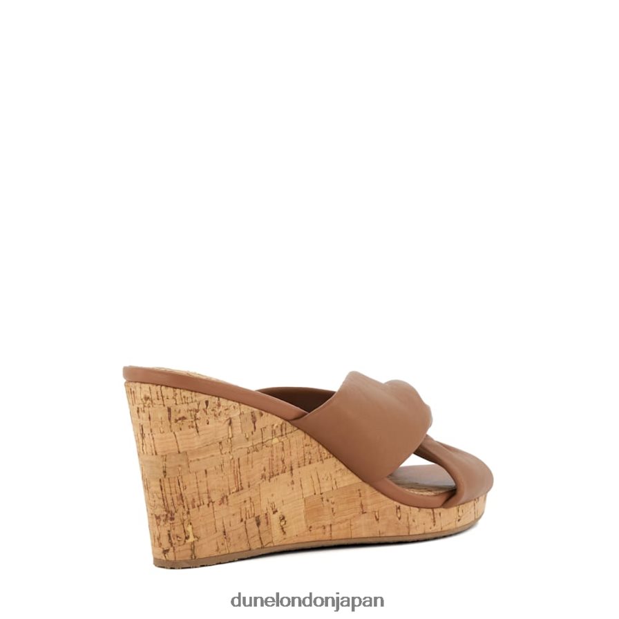 カシー ノットディテール レザー コルクウェッジ サンダル 黄褐色 女性 Dune London 4JB82R404