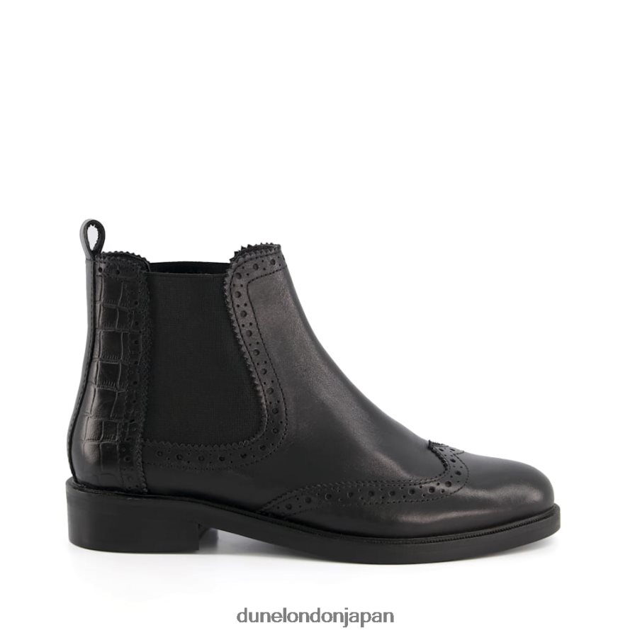 クエスト ブローグディテール チェルシーブーツ 黒 女性 Dune London 4JB82R409