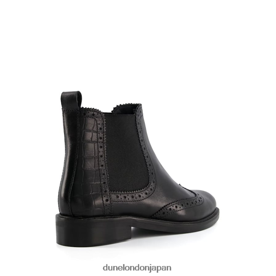 クエスト ブローグディテール チェルシーブーツ 黒 女性 Dune London 4JB82R409