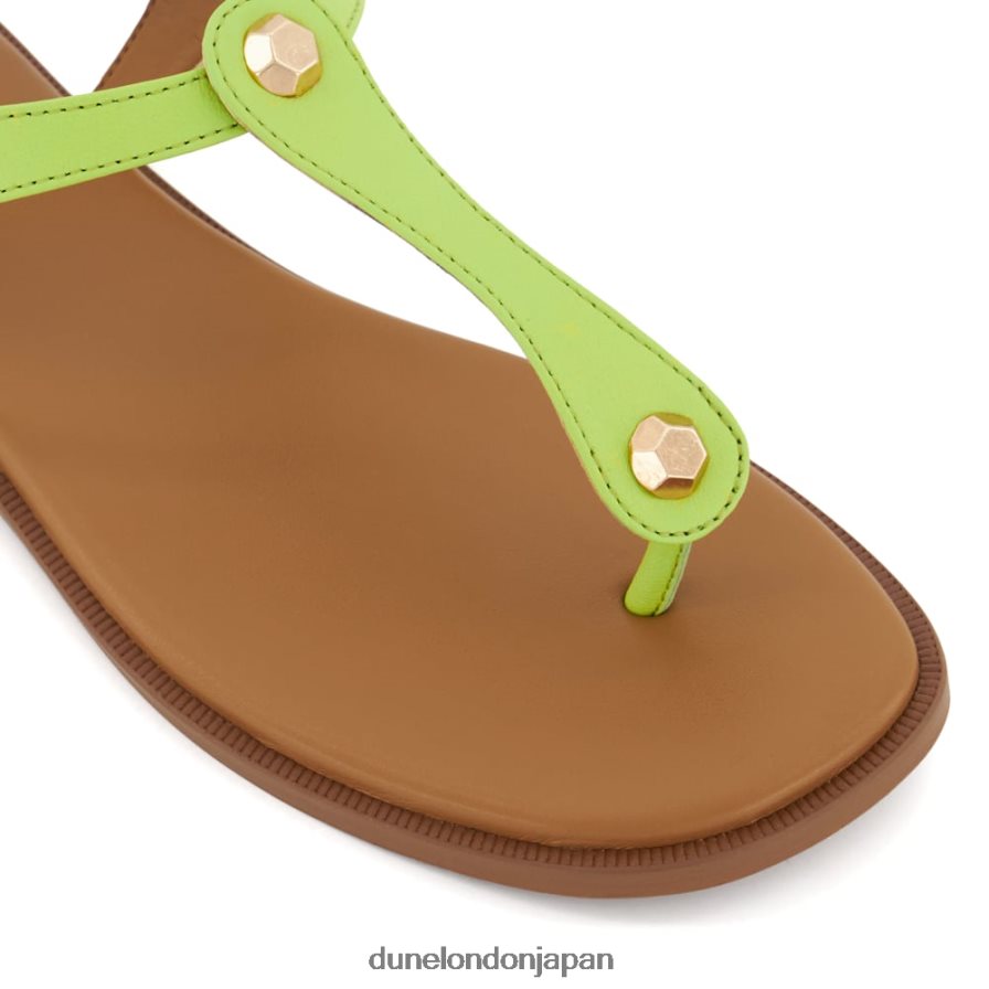後で レザーフラットサンダル ライムグリーン 女性 Dune London 4JB82R410