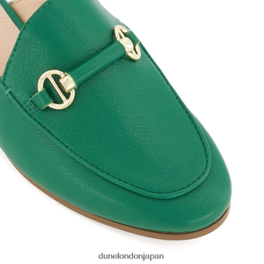 本物 バックレススナッフルトリム ローファー 緑 女性 Dune London 4JB82R415