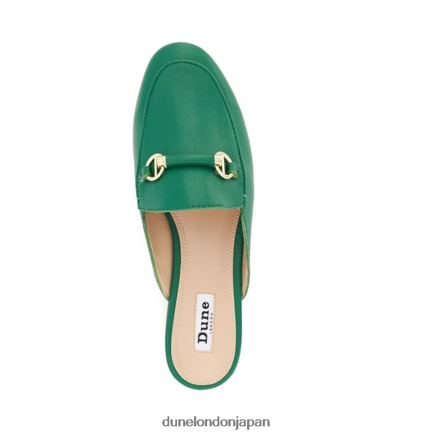 本物 バックレススナッフルトリム ローファー 緑 女性 Dune London 4JB82R415