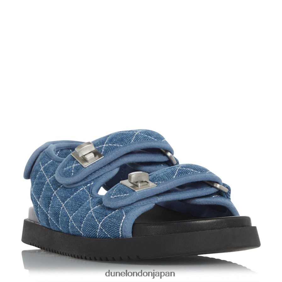 ロックストック ダブルストラップターンロックフラットサンダル 青 女性 Dune London 4JB82R416
