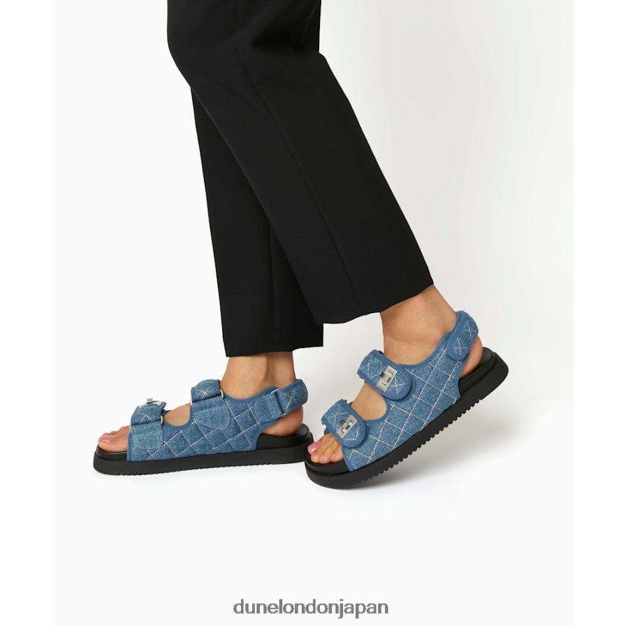 ロックストック ダブルストラップターンロックフラットサンダル 青 女性 Dune London 4JB82R416