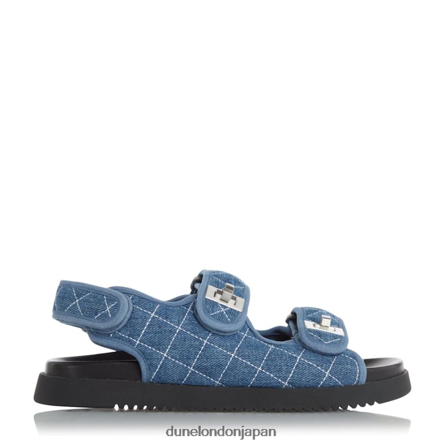ロックストック ダブルストラップターンロックフラットサンダル 青 女性 Dune London 4JB82R416