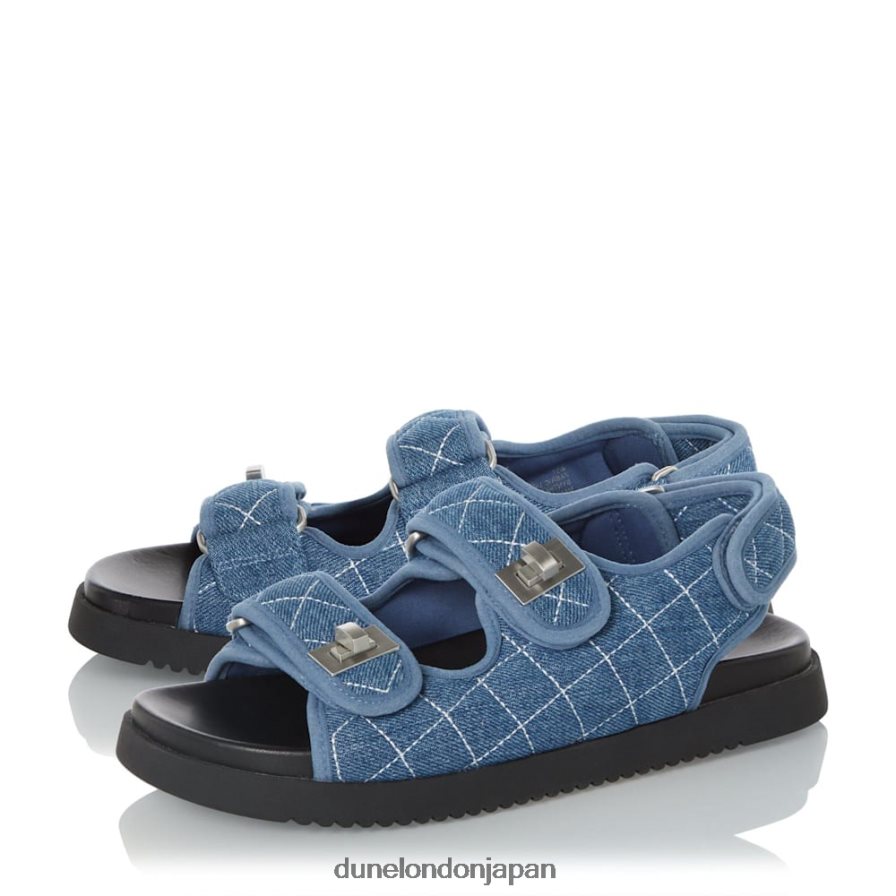 ロックストック ダブルストラップターンロックフラットサンダル 青 女性 Dune London 4JB82R416