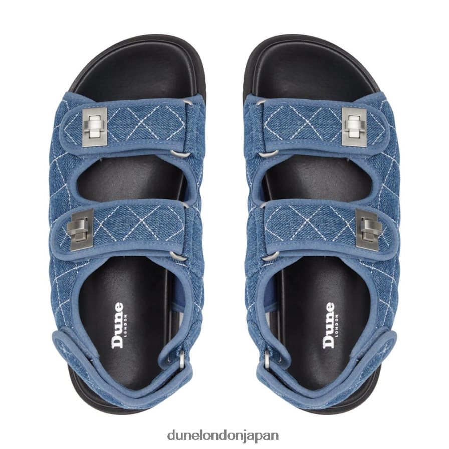 ロックストック ダブルストラップターンロックフラットサンダル 青 女性 Dune London 4JB82R416