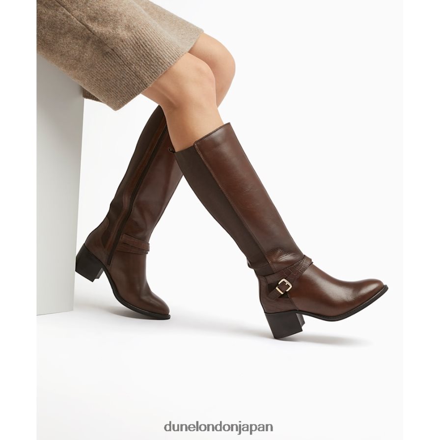 チルディング ニーハイアンクルストラップブーツ 茶色 女性 Dune London 4JB82R417
