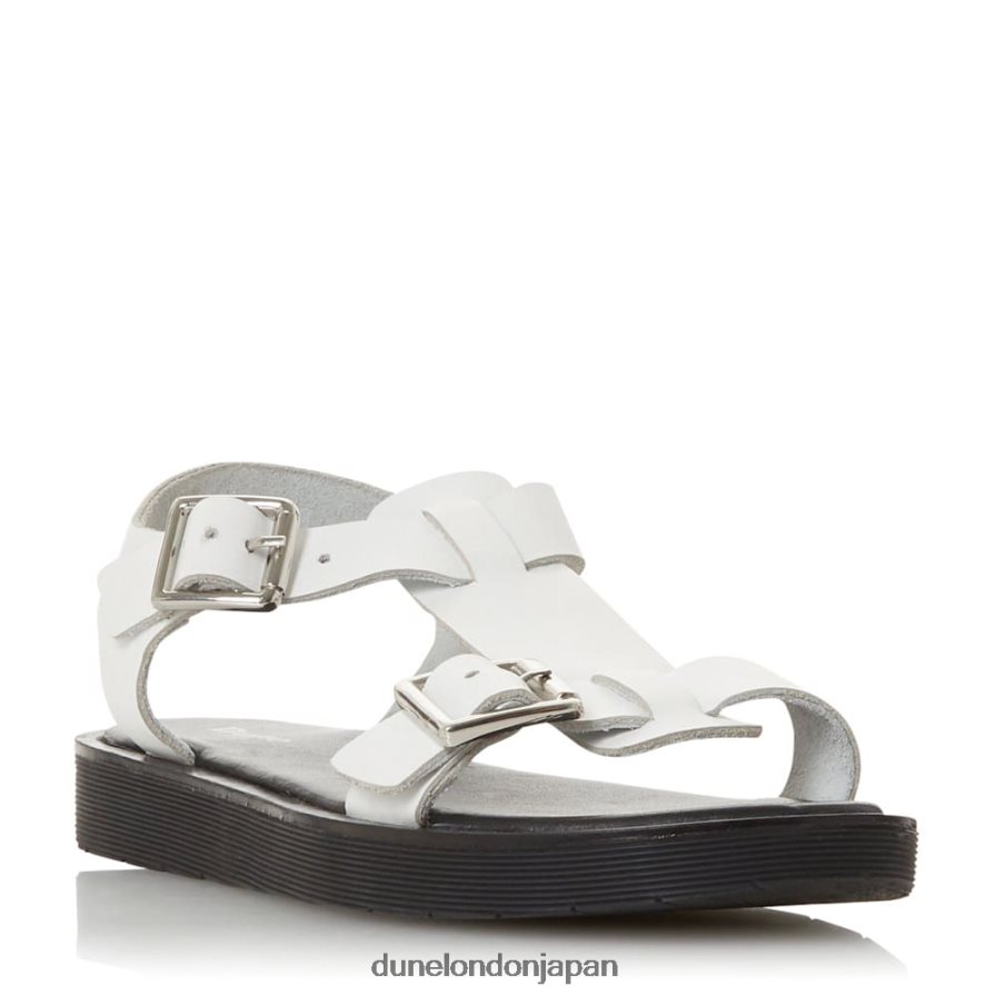 ラングリー チャンキーバックルフラットサンダル 白 女性 Dune London 4JB82R421