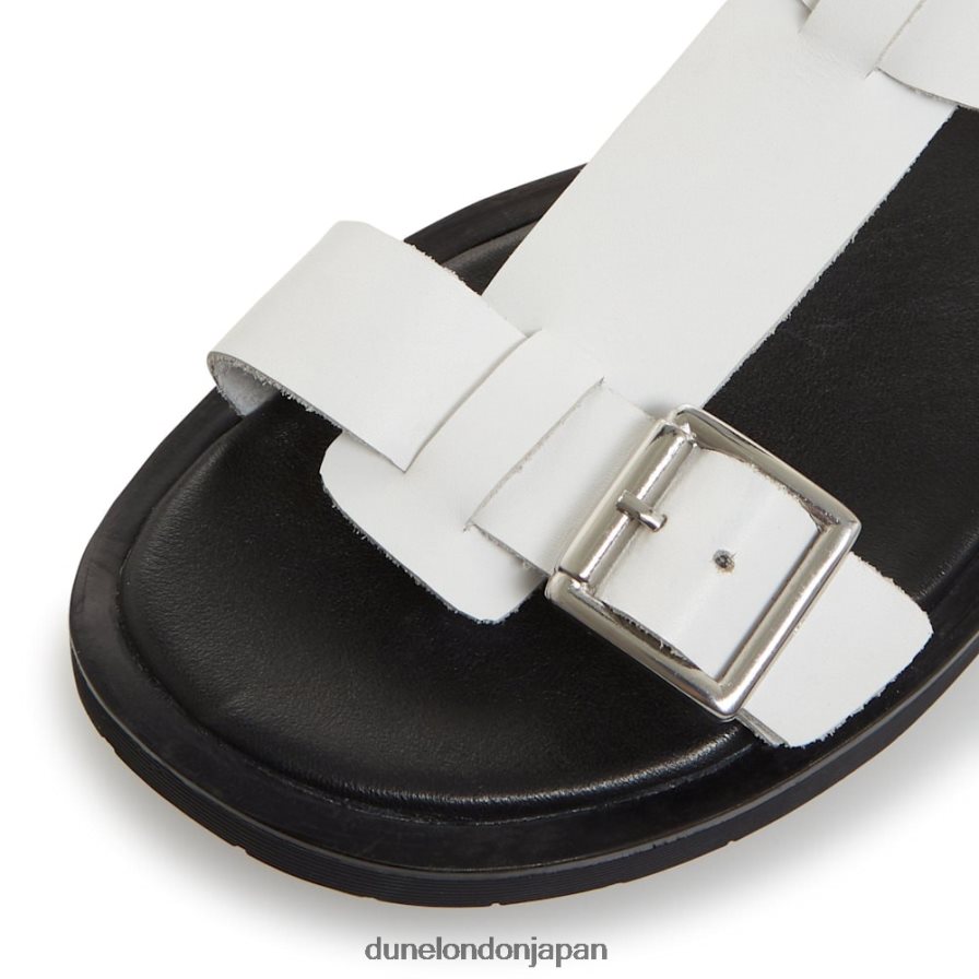ラングリー チャンキーバックルフラットサンダル 白 女性 Dune London 4JB82R421