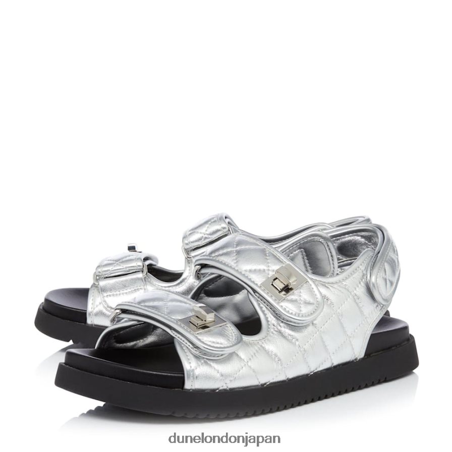 ロックストック ダブルストラップターンロックフラットサンダル 銀 女性 Dune London 4JB82R428