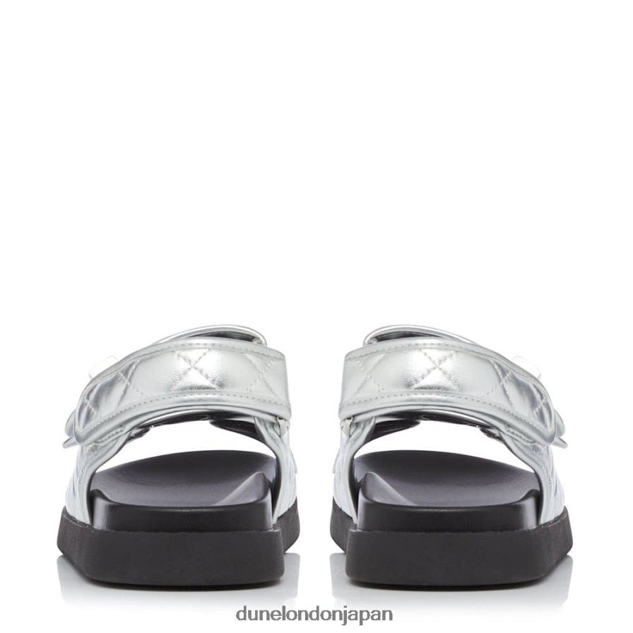 ロックストック ダブルストラップターンロックフラットサンダル 銀 女性 Dune London 4JB82R428