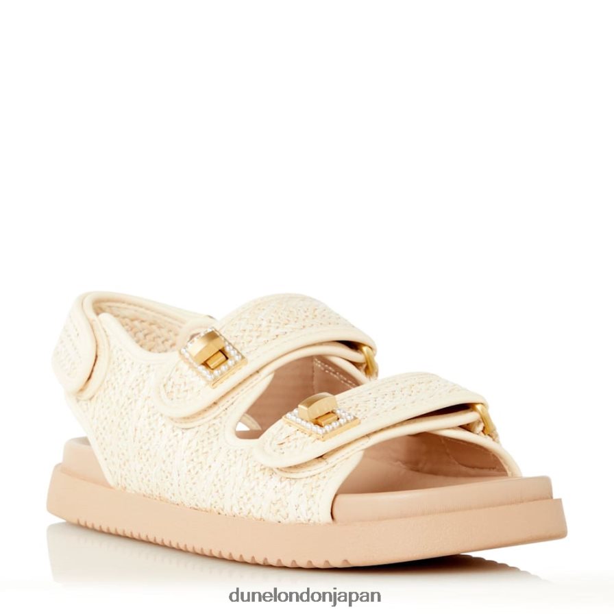 ロックストック ダブルストラップターンロックフラットサンダル 自然 女性 Dune London 4JB82R431