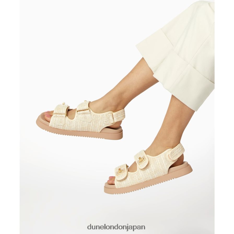 ロックストック ダブルストラップターンロックフラットサンダル 自然 女性 Dune London 4JB82R431