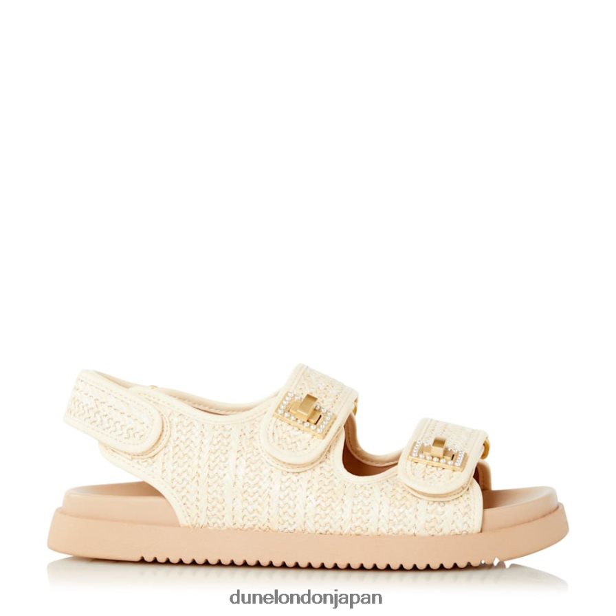 ロックストック ダブルストラップターンロックフラットサンダル 自然 女性 Dune London 4JB82R431