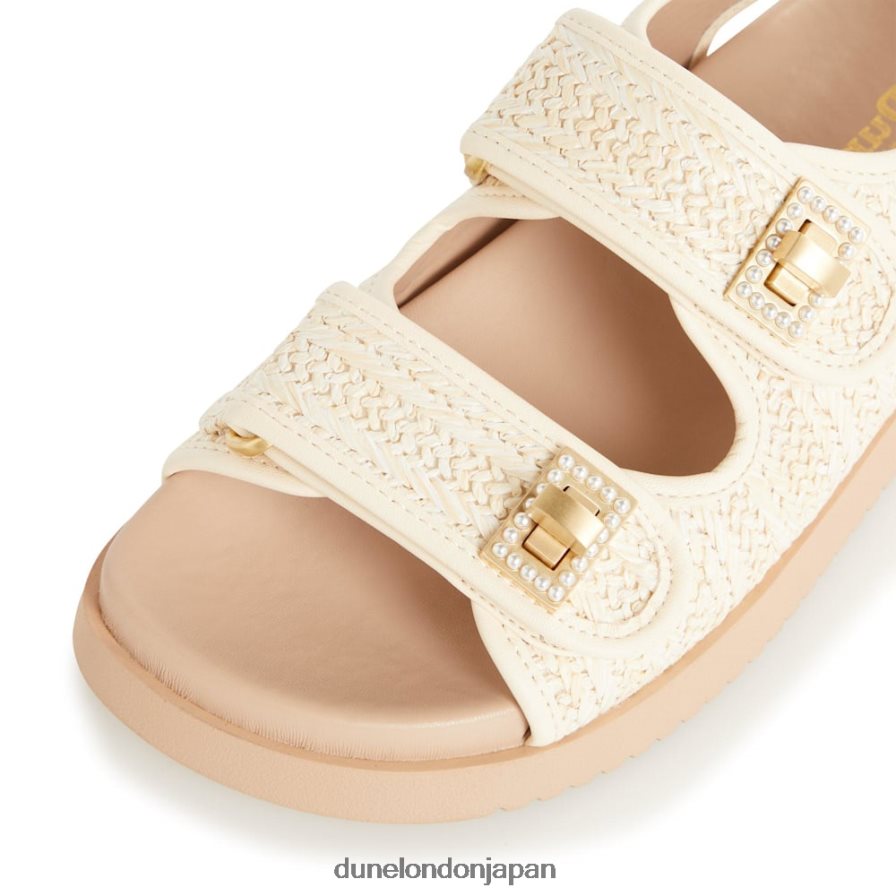 ロックストック ダブルストラップターンロックフラットサンダル 自然 女性 Dune London 4JB82R431