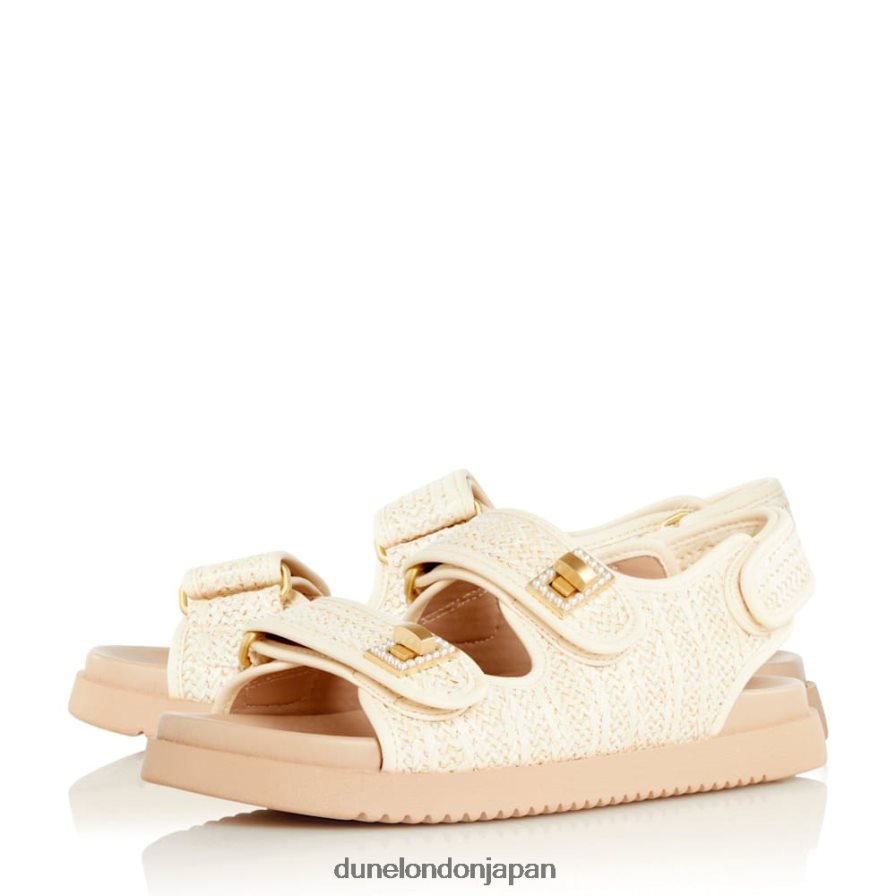 ロックストック ダブルストラップターンロックフラットサンダル 自然 女性 Dune London 4JB82R431