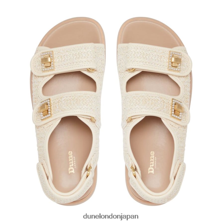 ロックストック ダブルストラップターンロックフラットサンダル 自然 女性 Dune London 4JB82R431