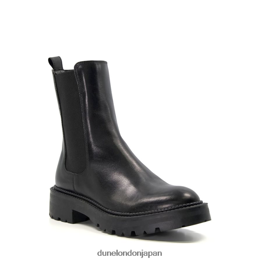 写真 レザークリートバイカーブーツ 黒 女性 Dune London 4JB82R433