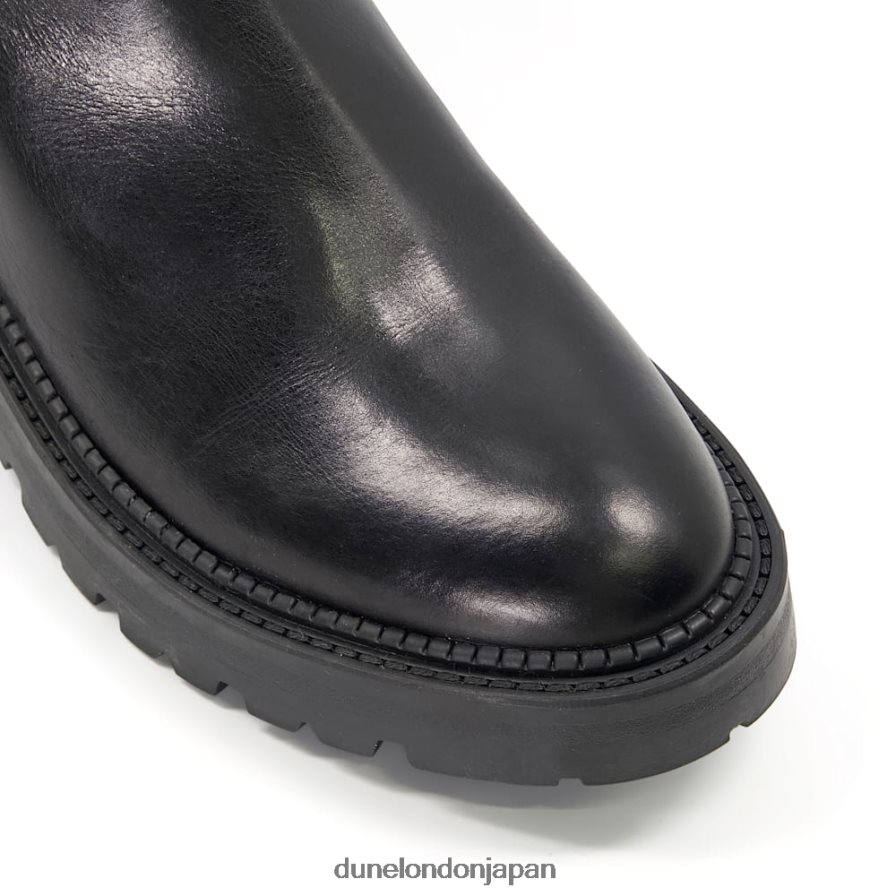 写真 レザークリートバイカーブーツ 黒 女性 Dune London 4JB82R433