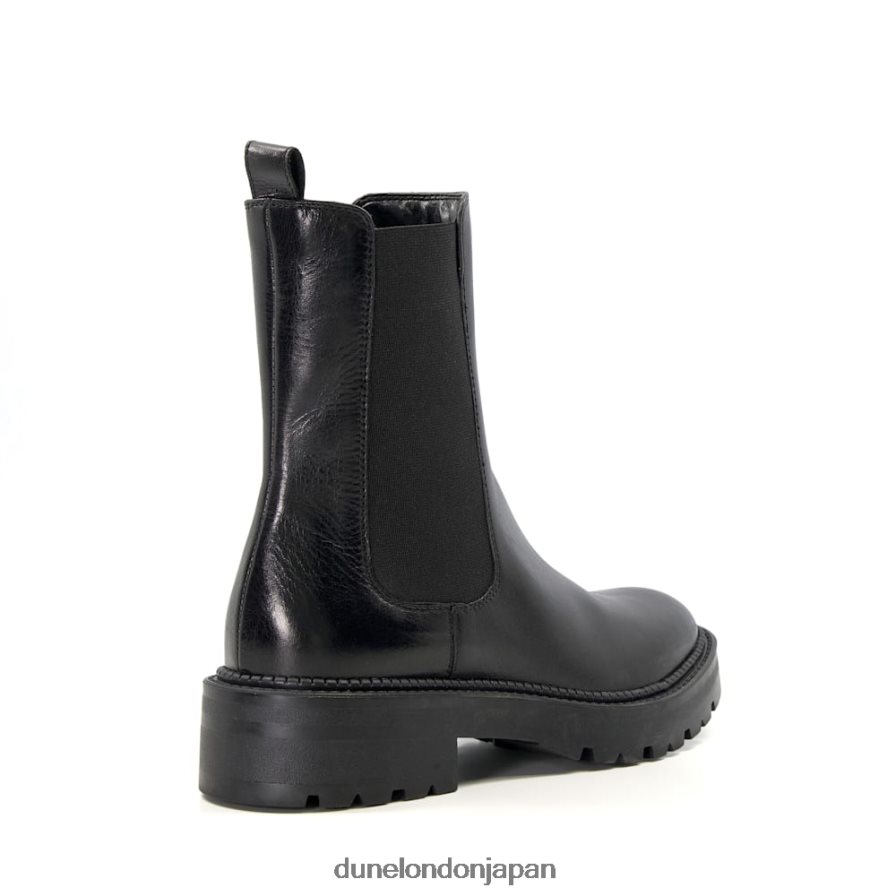 写真 レザークリートバイカーブーツ 黒 女性 Dune London 4JB82R433