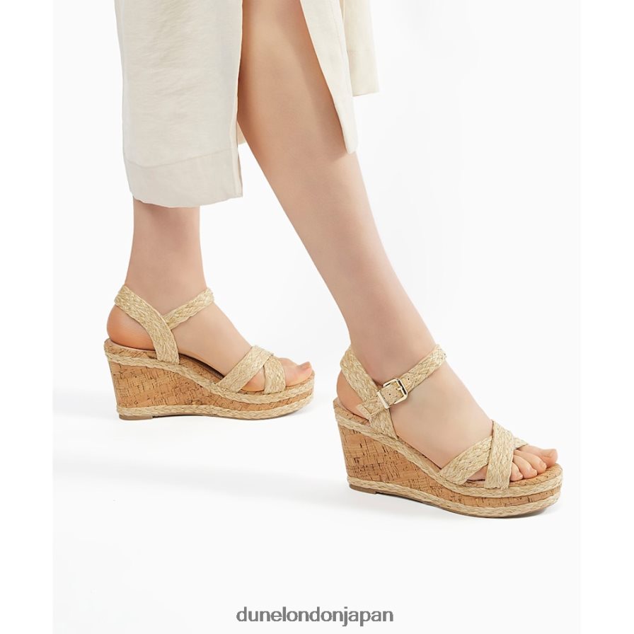 ケリサ ブレイドクロスストラップ コルクウェッジサンダル ベージュ 女性 Dune London 4JB82R435