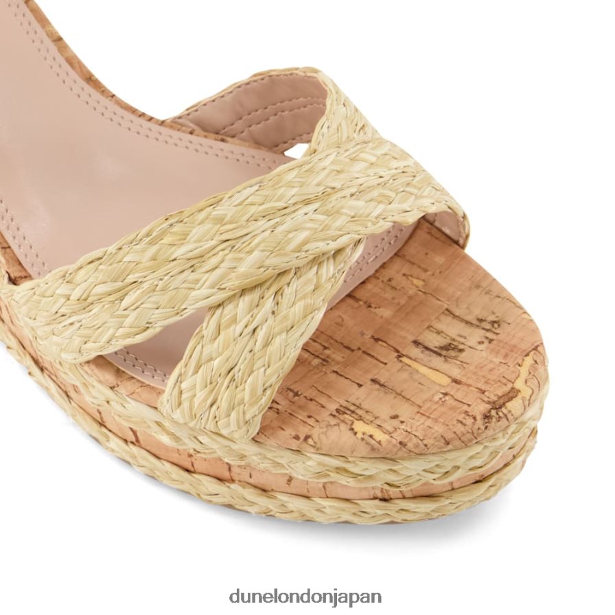 ケリサ ブレイドクロスストラップ コルクウェッジサンダル ベージュ 女性 Dune London 4JB82R435
