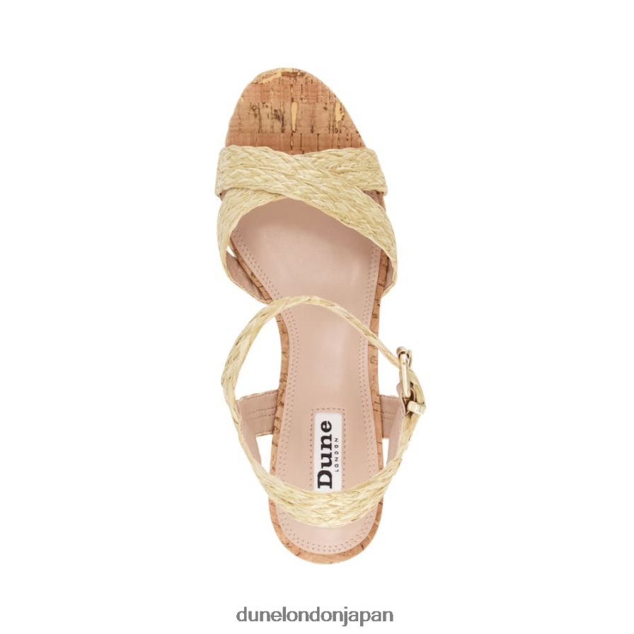 ケリサ ブレイドクロスストラップ コルクウェッジサンダル ベージュ 女性 Dune London 4JB82R435