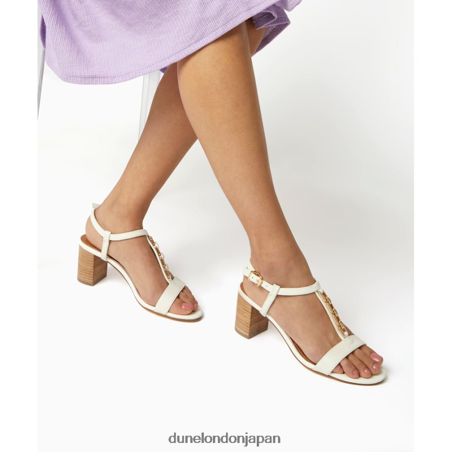 ただ チェーンディテールサンダル 白 女性 Dune London 4JB82R437